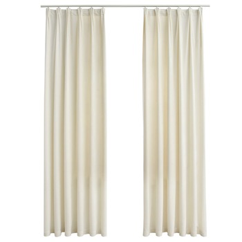 Set de 2 draperii opace, vidaXL,Catifea, 140 x 175 cm, Crem Set de 2 draperii opace, vidaXL,Catifea, 140 x 175 cm, Crem