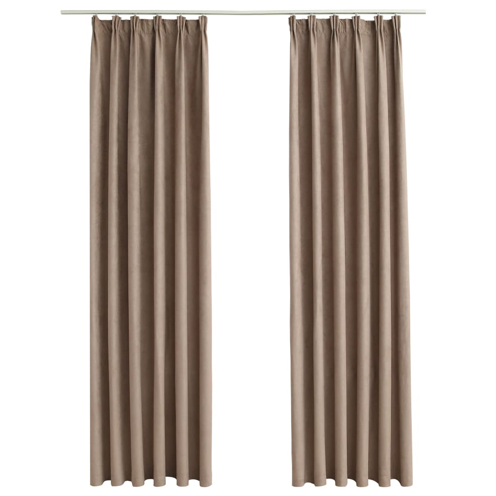 Set de 2 draperii opace, vidaXL,Tesatura, 140 x 225 cm, Gri Taupe