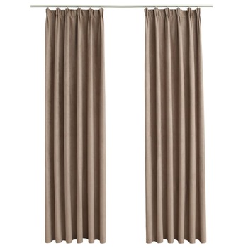 Set de 2 draperii opace cu carlige,vidaXL, Tesatura, 140 x 245 cm, Taupe Set de 2 draperii opace cu carlige,vidaXL, Tesatura, 140 x 245 cm, Taupe