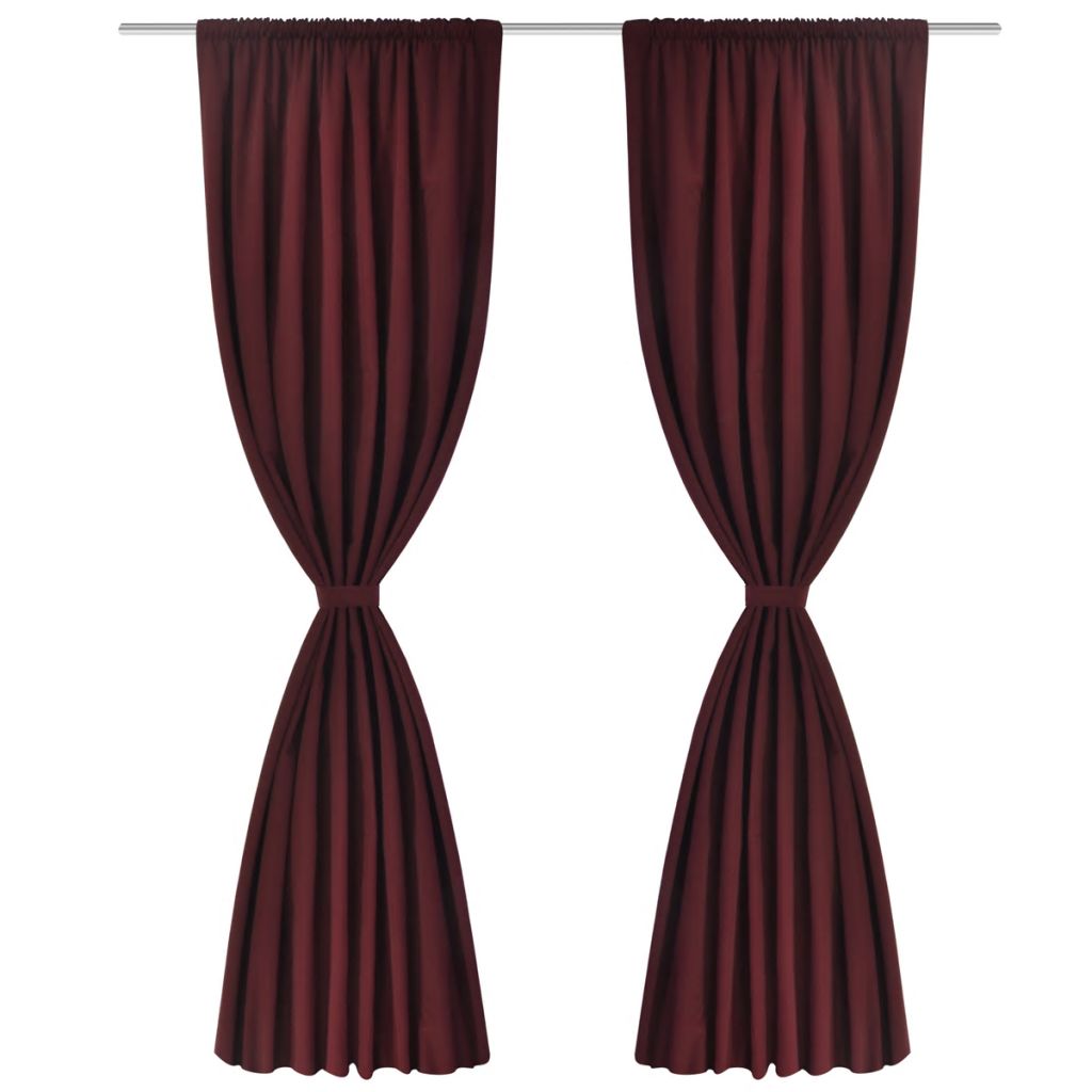 Set de 2 draperii opace cu strat dublu, vidaXL,Tesatura, 245 cm, Bordo