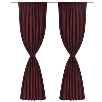Set de 2 draperii opace cu strat dublu, vidaXL,Tesatura, 245 cm, Bordo Set de 2 draperii opace cu strat dublu, vidaXL,Tesatura, 245 cm, Bordo