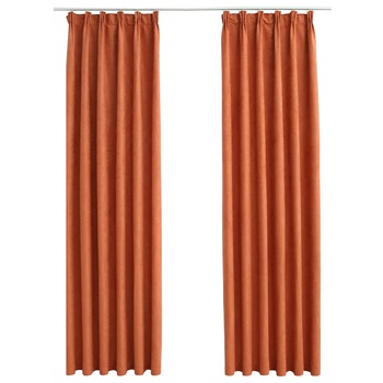 Set de 2 draperii opace cu carlige, vidaXL, Tesatura, 140 x 175 cm, Portocaliu Set de 2 draperii opace cu carlige, vidaXL, Tesatura, 140 x 175 cm, Portocaliu