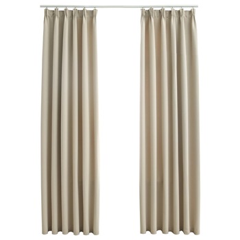 Set de 2 draperii opace cu carlige, vidaXL,Tesatura, 140 x 245 cm, Bej Set de 2 draperii opace cu carlige, vidaXL,Tesatura, 140 x 245 cm, Bej