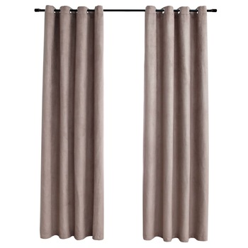 Set de 2 draperii opace, vidaXL, Tesatura, 140 x 225 cm, Gri Taupe Set de 2 draperii opace, vidaXL, Tesatura, 140 x 225 cm, Gri Taupe