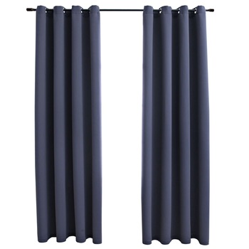 Set de 2 draperii opace cu inele, vidaXL,Tesatura, 140 x 245 cm, Antracit Set de 2 draperii opace cu inele, vidaXL,Tesatura, 140 x 245 cm, Antracit