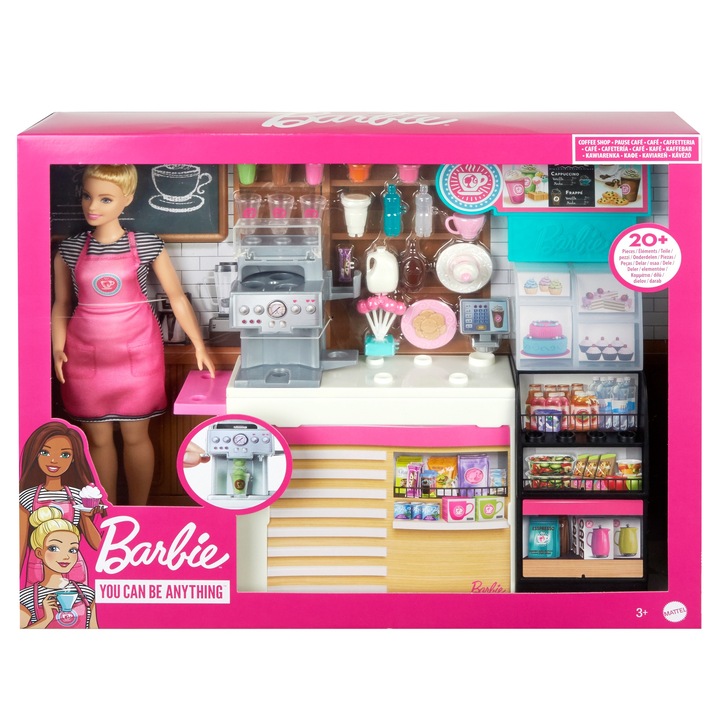 Барби комплект за кафе, Mattel, Пластмаса, Многоцветен