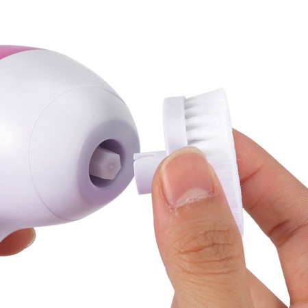 Aparat electric pentru exfoliere si masaj facial, 5 perii incluse si functie de reglare a vitezei, 13x7cm