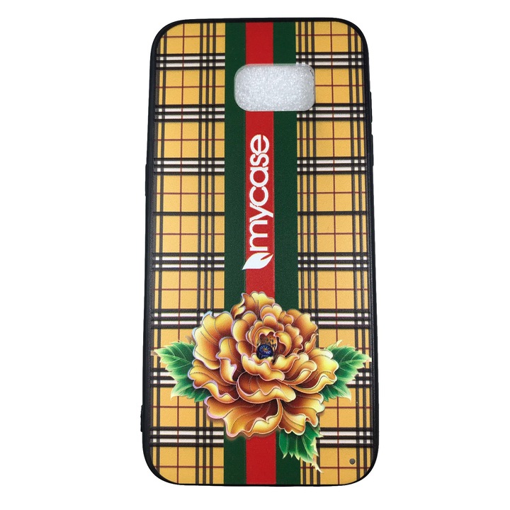 Husa compatibila cu Samsung S7 Edge, TPU si silicon, Design Flori, Galben