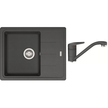 Set chiuveta si baterie Grafite, cartus ceramic, 620 x 500 mm - 35 mm, negru Set chiuveta si baterie Grafite, cartus ceramic, 620 x 500 mm - 35 mm, negru