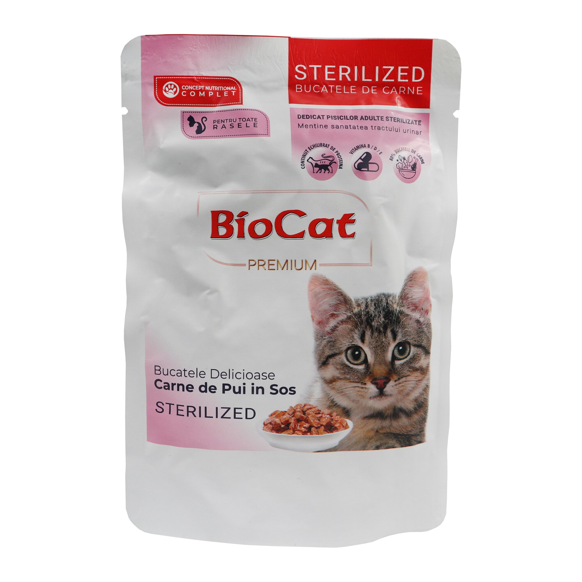 Hrana pentru pisici sterilizate plic cu carne de pui in sos 1 x 85 gr