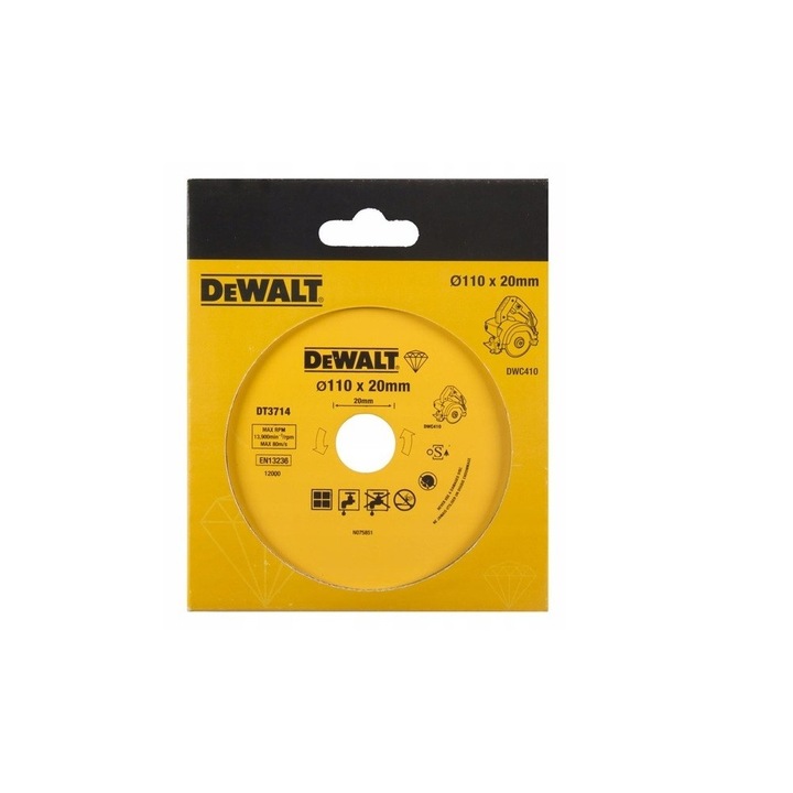 DEWALT Gyémánt vágókorong csempéhez vizes/száraz 110 x 20 x 1,6 x 5,0 mm folytonos
