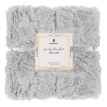 Patura imitatie blana artificiala, moale, pufoasa si calduroasa, cu interior din fleece, 160 x 200 cm, gri Patura imitatie blana artificiala, moale, pufoasa si calduroasa, cu interior din fleece, 160 x 200 cm, gri