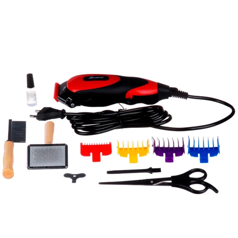 Set portabil complet de tuns animale de companie, piepteni de distantiere si accesorii incluse, Barste