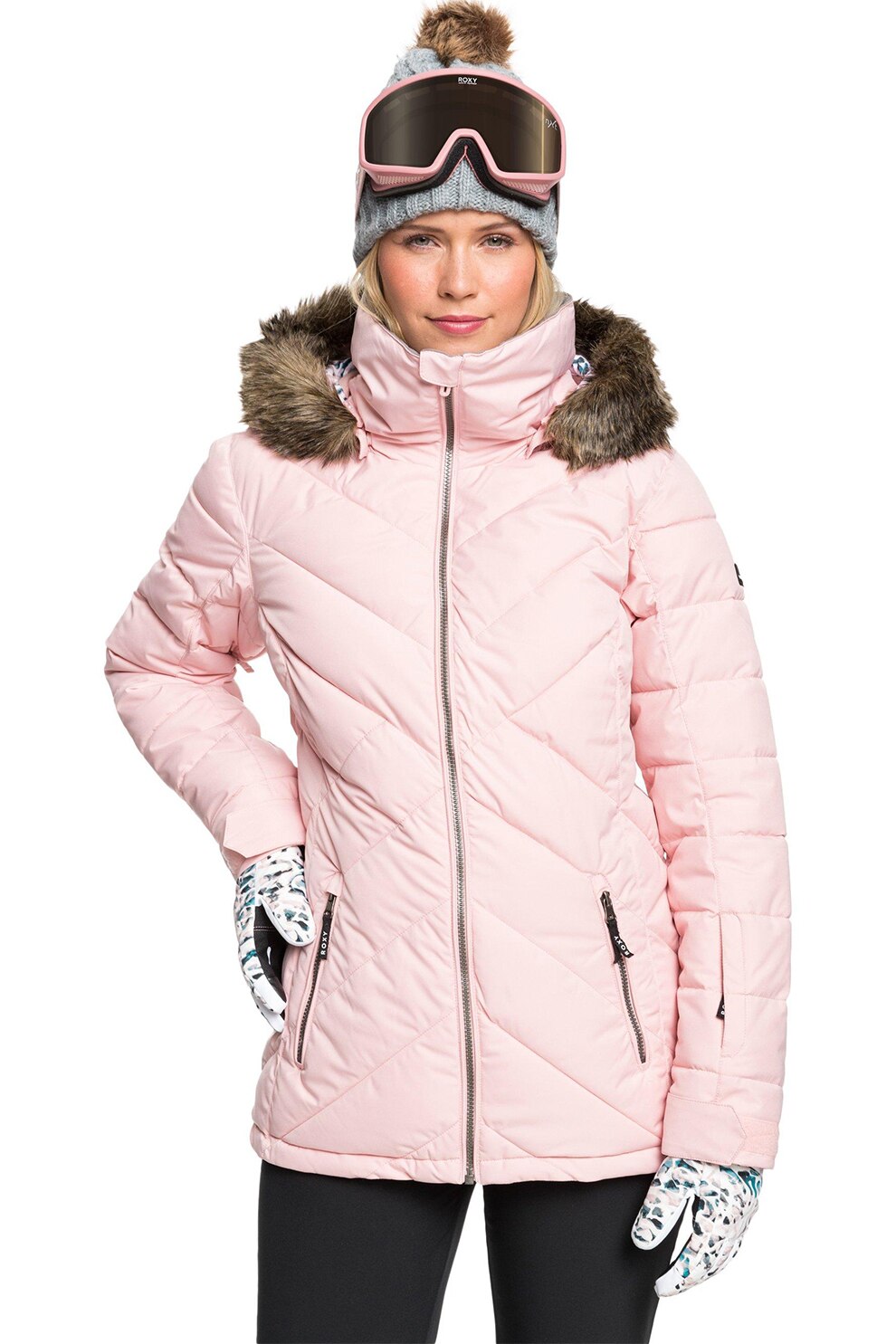 ROXY, Jacheta cu vatelina, pentru sporturile de iarna Quinn, Roz pastel