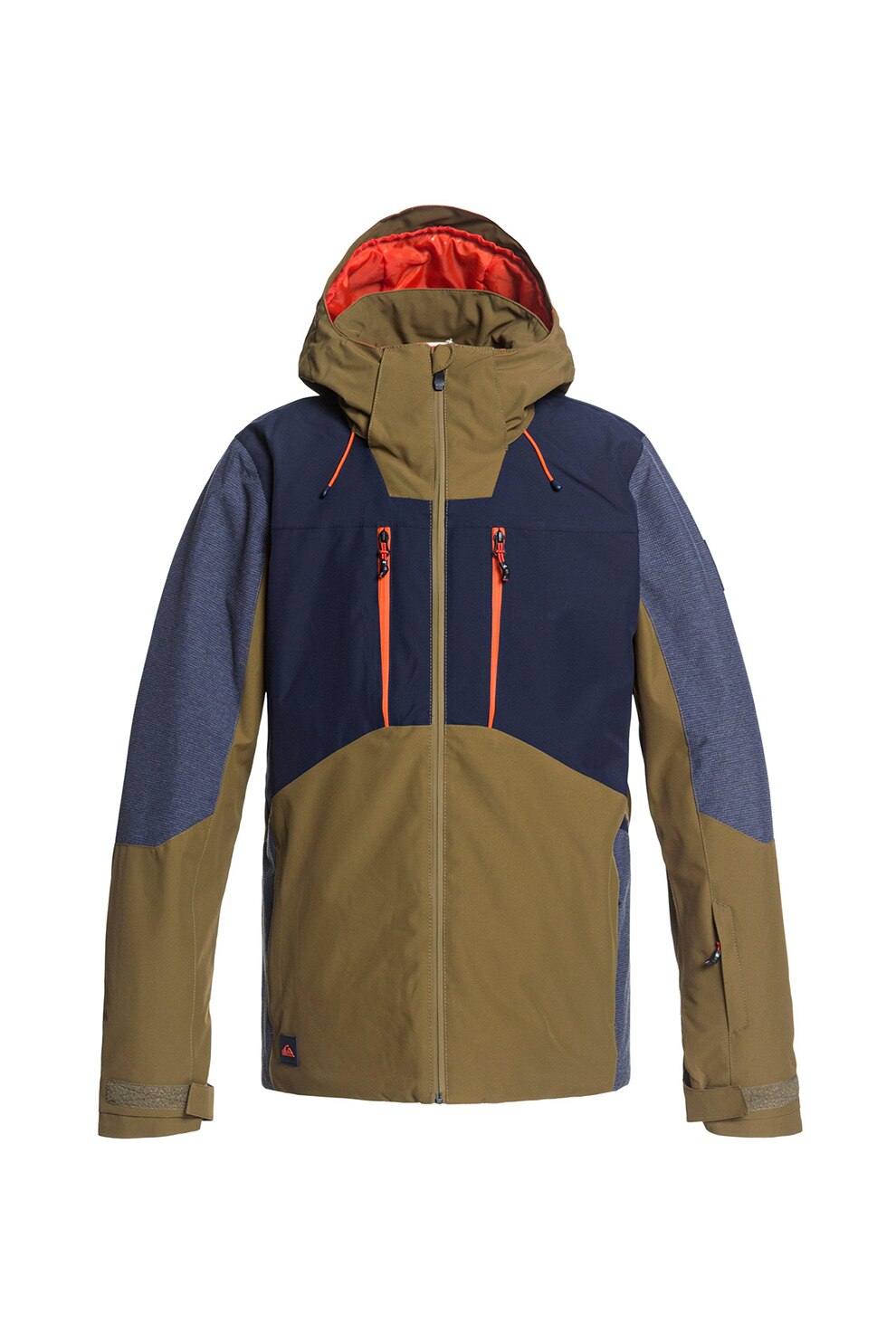 QUIKSILVER, Geaca impermeabila, cu model colorblock, pentru sporturi de iarna Mission Plus, Maro camel/Bleumarin, S