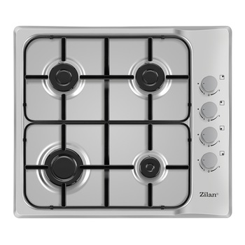 Plita incorporabila inox Zilan, Aprindere electrica, Gaz gpl sau natural, 4 arzatoare, 60x50 cm Plita incorporabila inox Zilan, Aprindere electrica, Gaz gpl sau natural, 4 arzatoare, 60x50 cm