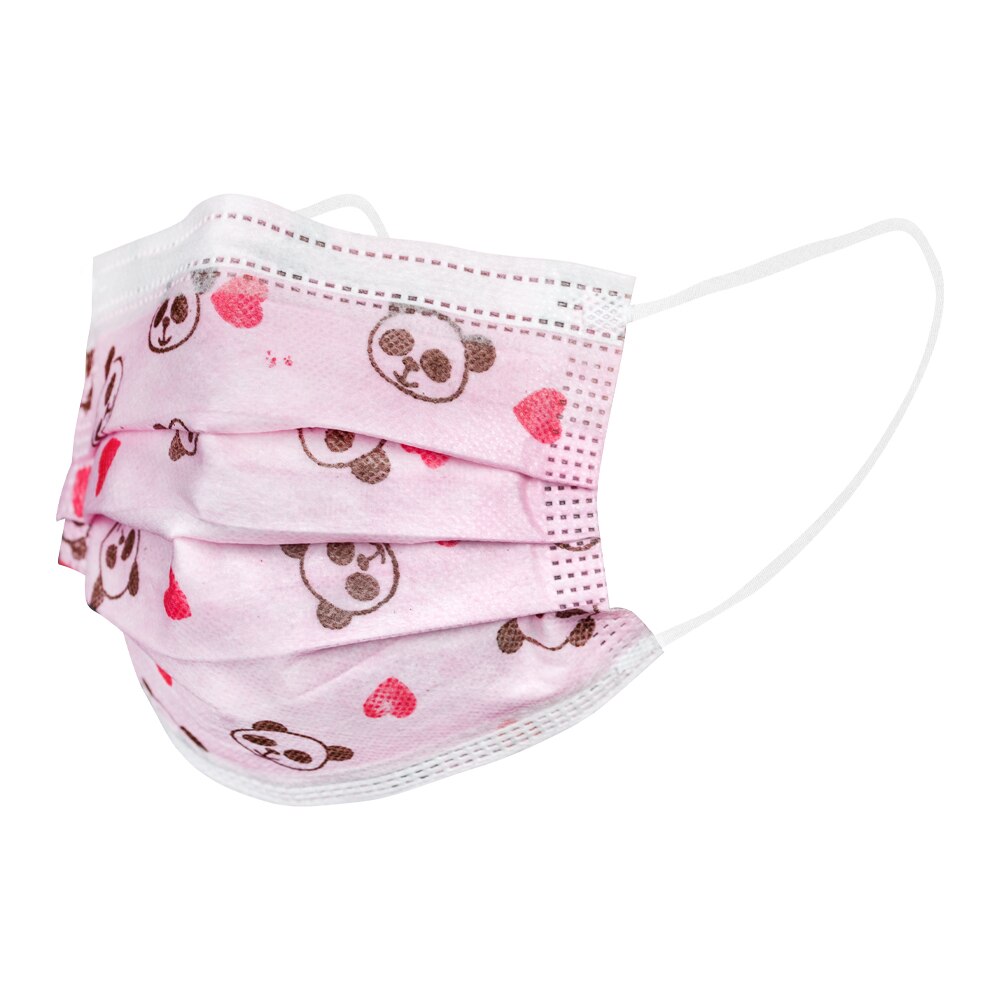 Set 50 Masti de unica folosinta cu 3 pliuri si 3 straturi pentru copii, Roz
