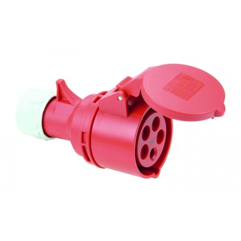 Priza industriala, trifazica, 32A pentru prelungitoare Rosu Alb Priza industriala, trifazica, 32A pentru prelungitoare Rosu Alb