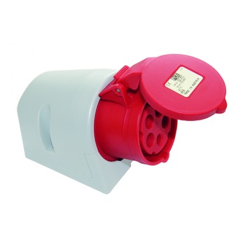 Priza industriala, trifazica, 5 poli, 32A, ip44 Gri Rosu Priza industriala, trifazica, 5 poli, 32A, ip44 Gri Rosu