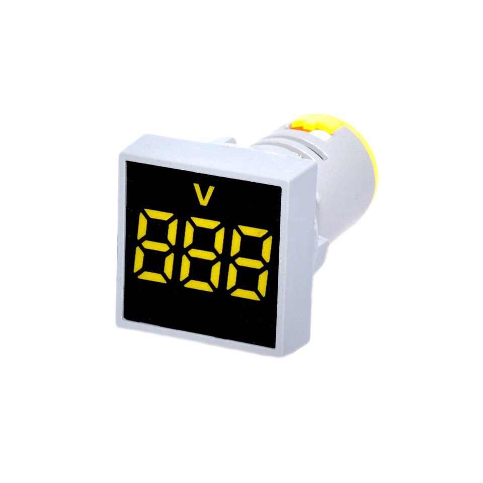 Voltmetru patrat de panou, 22mm galben