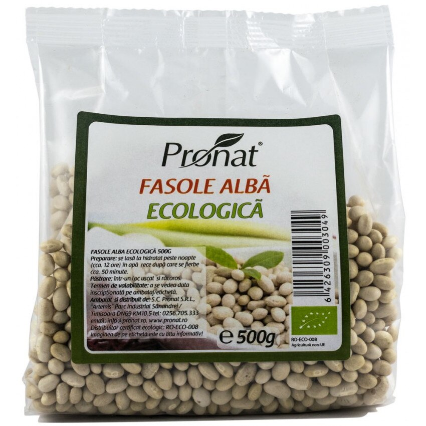 Fasole alba, bio, Pronat, 500 g
