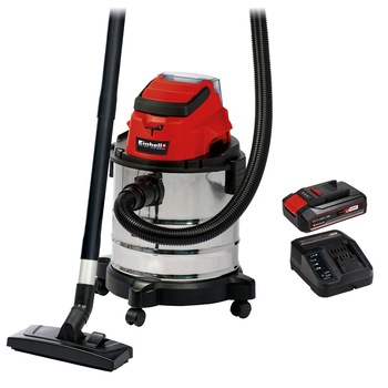 Aspirator umed/uscat Einhell Power X-Change TC-VC 18/20 Li S - Kit, 18 V, vas inox 20 L, 8 Kpa, furtun 1.5 m, accesorii incluse + incarcator rapid si acumulator de 2.5 Ah Aspirator umed/uscat Einhell Power X-Change TC-VC 18/20 Li S - Kit, 18 V, vas inox 20 L, 8 Kpa, furtun 1.5 m, accesorii incluse + incarcator rapid si acumulator de 2.5 Ah