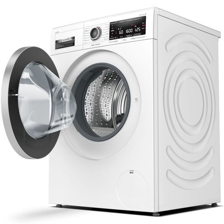 Masina de spalat rufe Bosch WAX32KH1BY, 10 kg, 1600 RPM, Clasa C, Home Connect, i-DOS, EcoSilence Drive, Super Quick 30, Alb