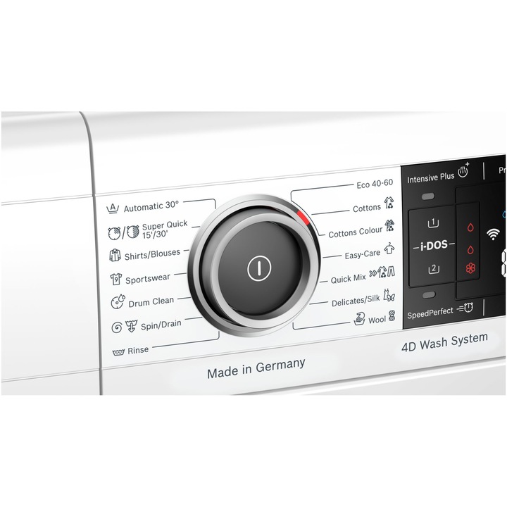 Masina de spalat rufe Bosch WAX32KH1BY, 10 kg, 1600 RPM, Clasa C, Home Connect, i-DOS, EcoSilence Drive, Super Quick 30, Alb