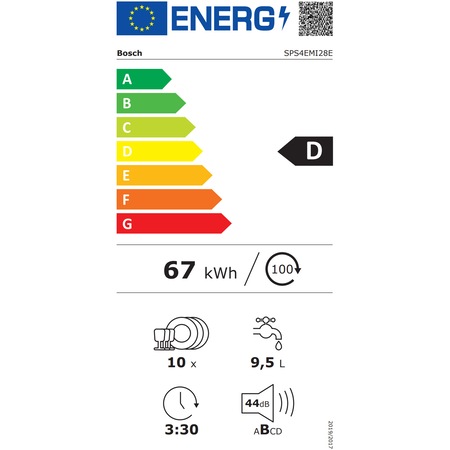 Masina de spalat vase Bosch SPS4EMI28E, 10 seturi, 6 programe, Clasa D, Home Connect, EfficientDry, Sertar Vario, Sistem Rackmatic triplu, Silence Plus, 45 cm, Inox antiamprenta