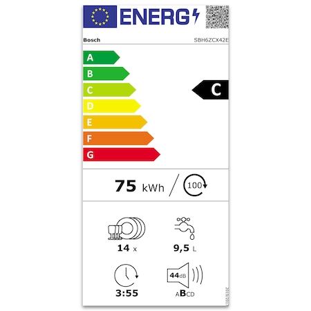 Masina de spalat vase incorporabila Bosch SBH6ZCX42E, 14 seturi, 8 programe, Clasa C, Home Connect, 60 cm