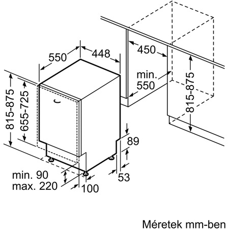 Masina de spalat vase incorporabila Bosch SPV2HKX39E, 9 seturi, 5 programe, Clasa E, Home Connect, 45 cm