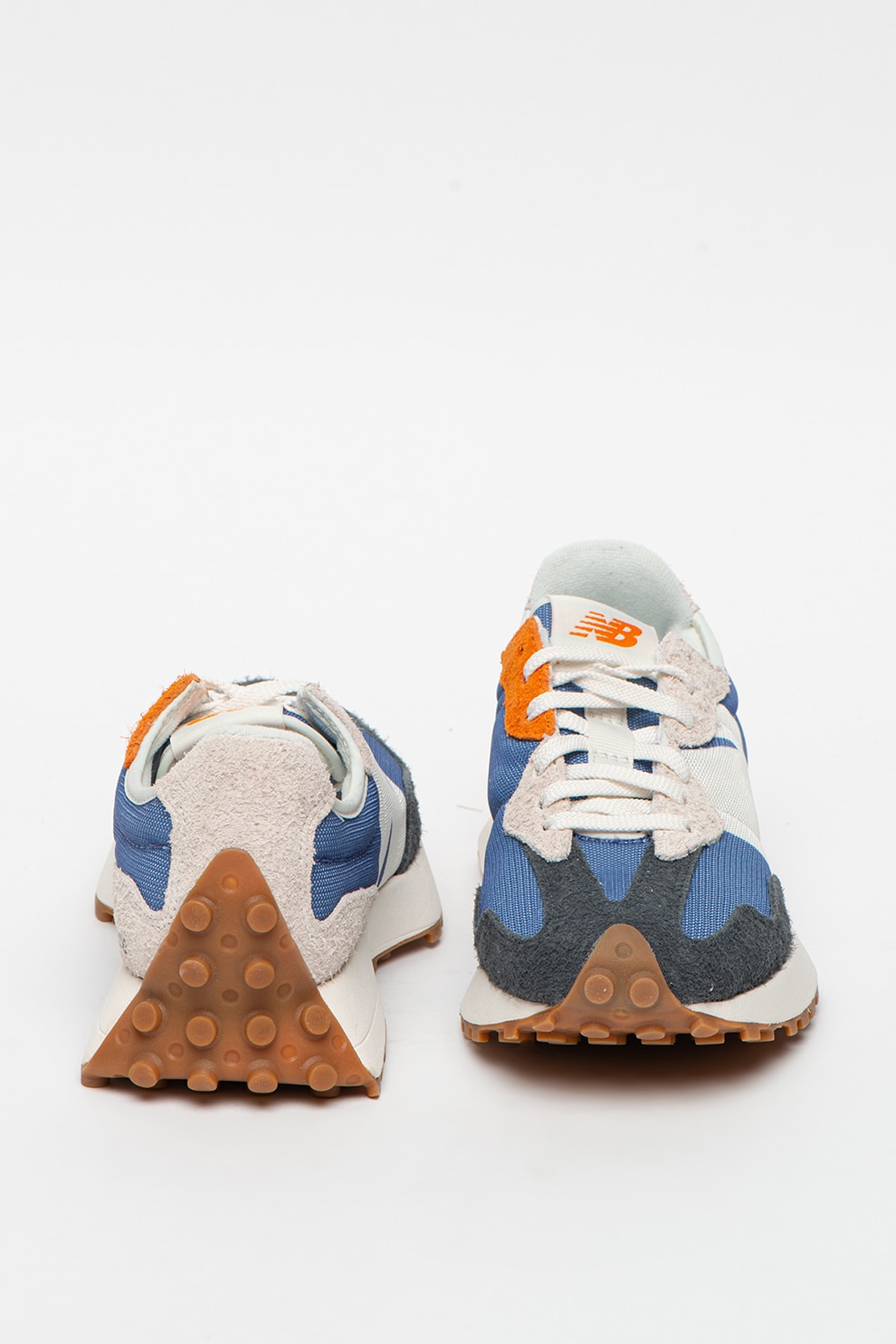 New Balance, 327 sneaker nyersbőr szegélyekkel, kék/narancssárga