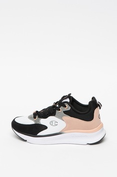 Champion, Pantofi sport de piele intoarsa ecologica, cu insertii de plasa Polex Champion, Pantofi sport de piele intoarsa ecologica, cu insertii de plasa Polex