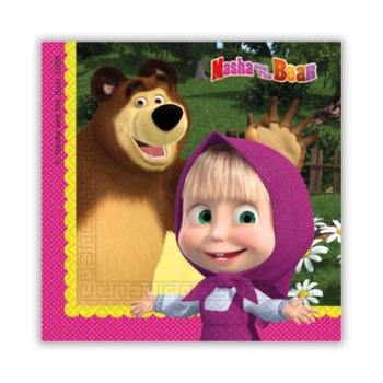 Set 20 servetele Masha and the Bear, multicolor, 33x33 cm Set 20 servetele Masha and the Bear, multicolor, 33x33 cm