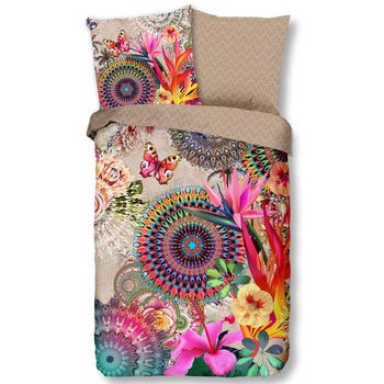 Set husa pilota cu 2 fete de perna, HIP, Maelli, Bumbac/Satin, 135x200/80x80 cm, Multicolor Set husa pilota cu 2 fete de perna, HIP, Maelli, Bumbac/Satin, 135x200/80x80 cm, Multicolor