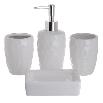 Set 4 piese, pentru baie, din ceramica, culoara alba, 21Χ25Χ8 cm Set 4 piese, pentru baie, din ceramica, culoara alba, 21Χ25Χ8 cm