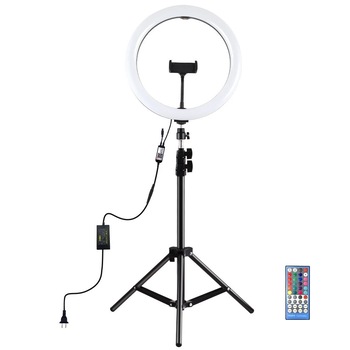 Lampa circulara LED RGBW Puluz 30 cm bluetooth, telecomanda, aplicatie telefon, trepied, Ring Light makeup Lampa circulara LED RGBW Puluz 30 cm bluetooth, telecomanda, aplicatie telefon, trepied, Ring Light makeup