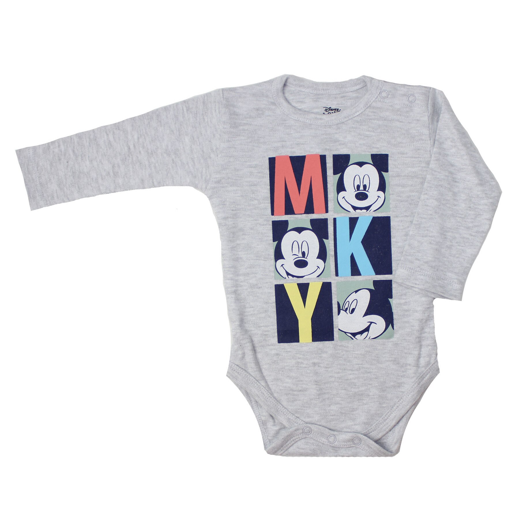 Body maneca lunga, baby Mickey, gri
