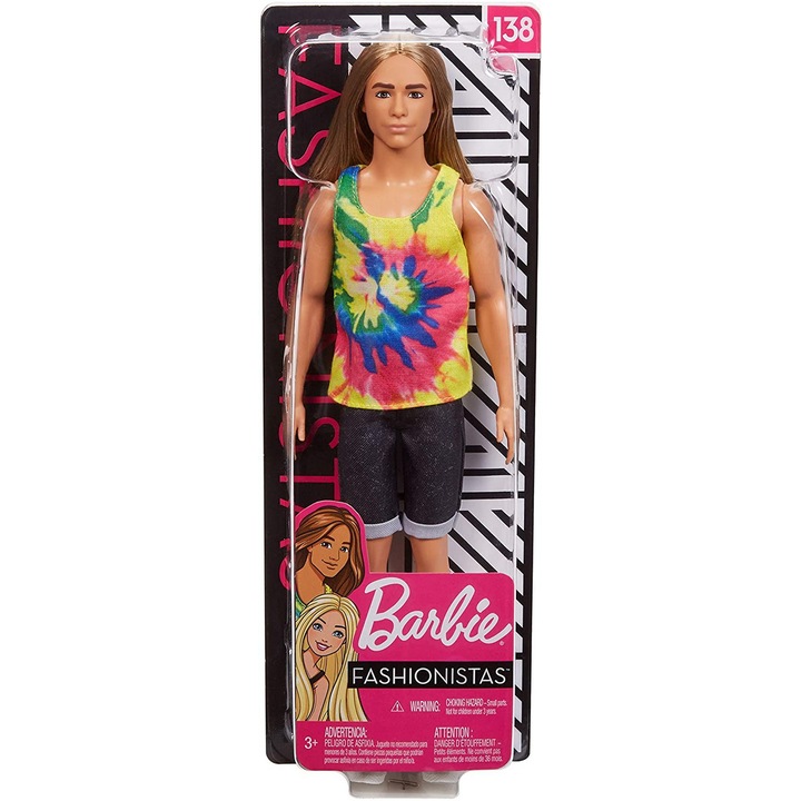 Papusa Barbie Fashionistas - Ken cu maieu multicolor