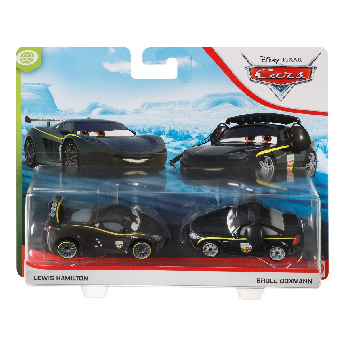 Set 2 masinute diecast Disney Cars 3 Lewis Hamilton si Bruce Boxmann