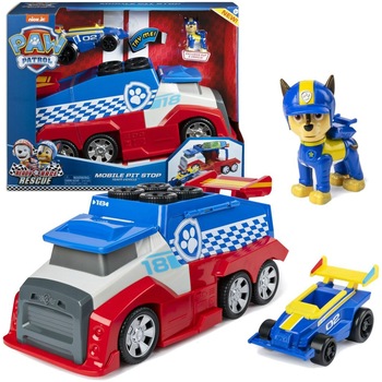 Set de joaca Paw Patrol Ready Race Rescue - Mobile Pit Stop, Chase Set de joaca Paw Patrol Ready Race Rescue - Mobile Pit Stop, Chase