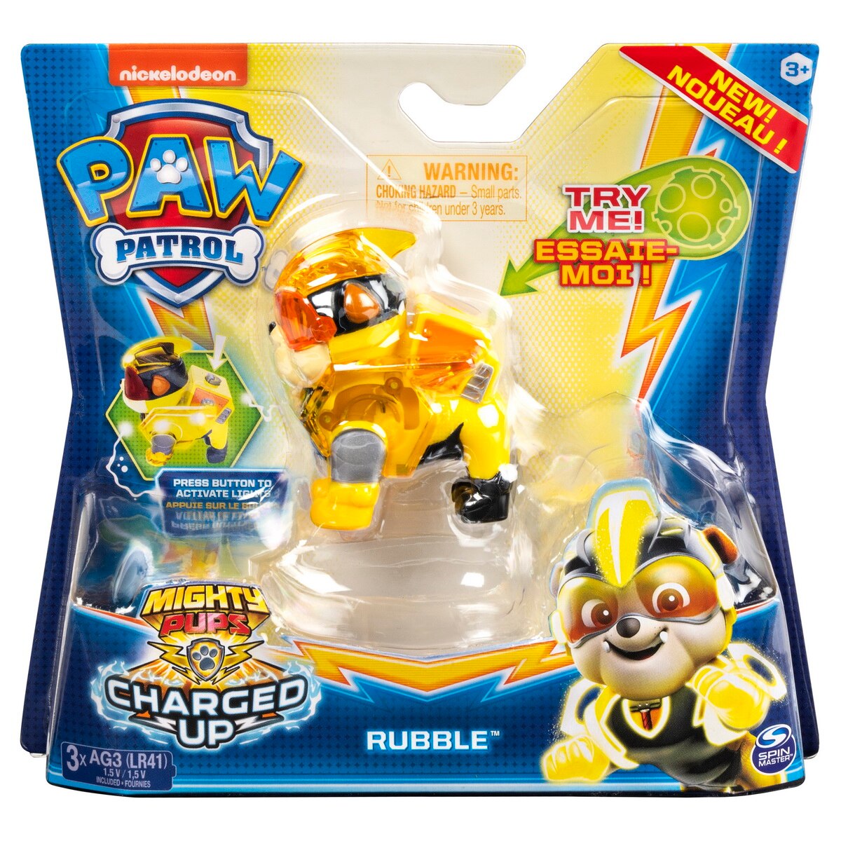 Figurina luminoasa Paw Patrol - Charged Up, Rubble