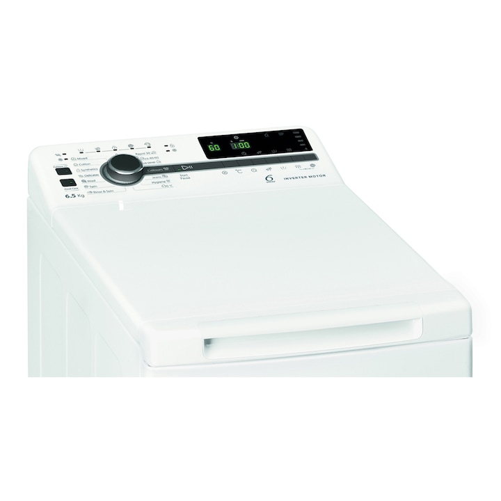 Masina de spalat cu incarcare superioara, Whirlpool TDLRB 65241BS EU/N, 6,5 kg, 1200 rpm, clasa energetica C, Alb