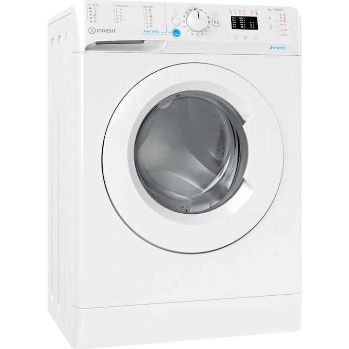 Indesit BWSA 61051 W EU N elöltöltős mosógép, 6kg, 1000 fordulat/perc, F energiaosztály, fehér
