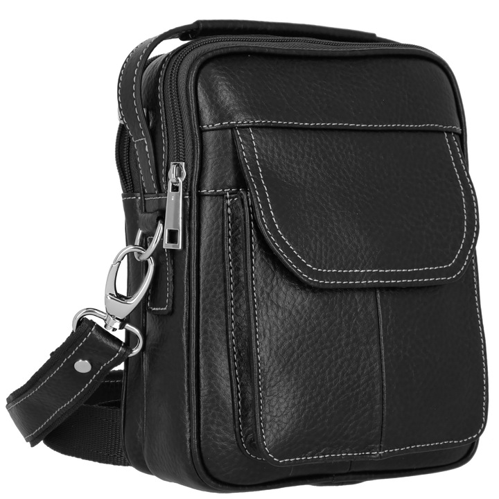 Valódi bőrből készült, fekete szinű, kézi és váltáska, 65 modell, The Bag Shop