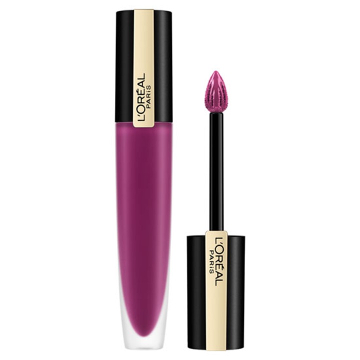 Ruj lichid mat L'Oreal Paris Rouge Signature 104 I Rebel Aubergine, 7 ml