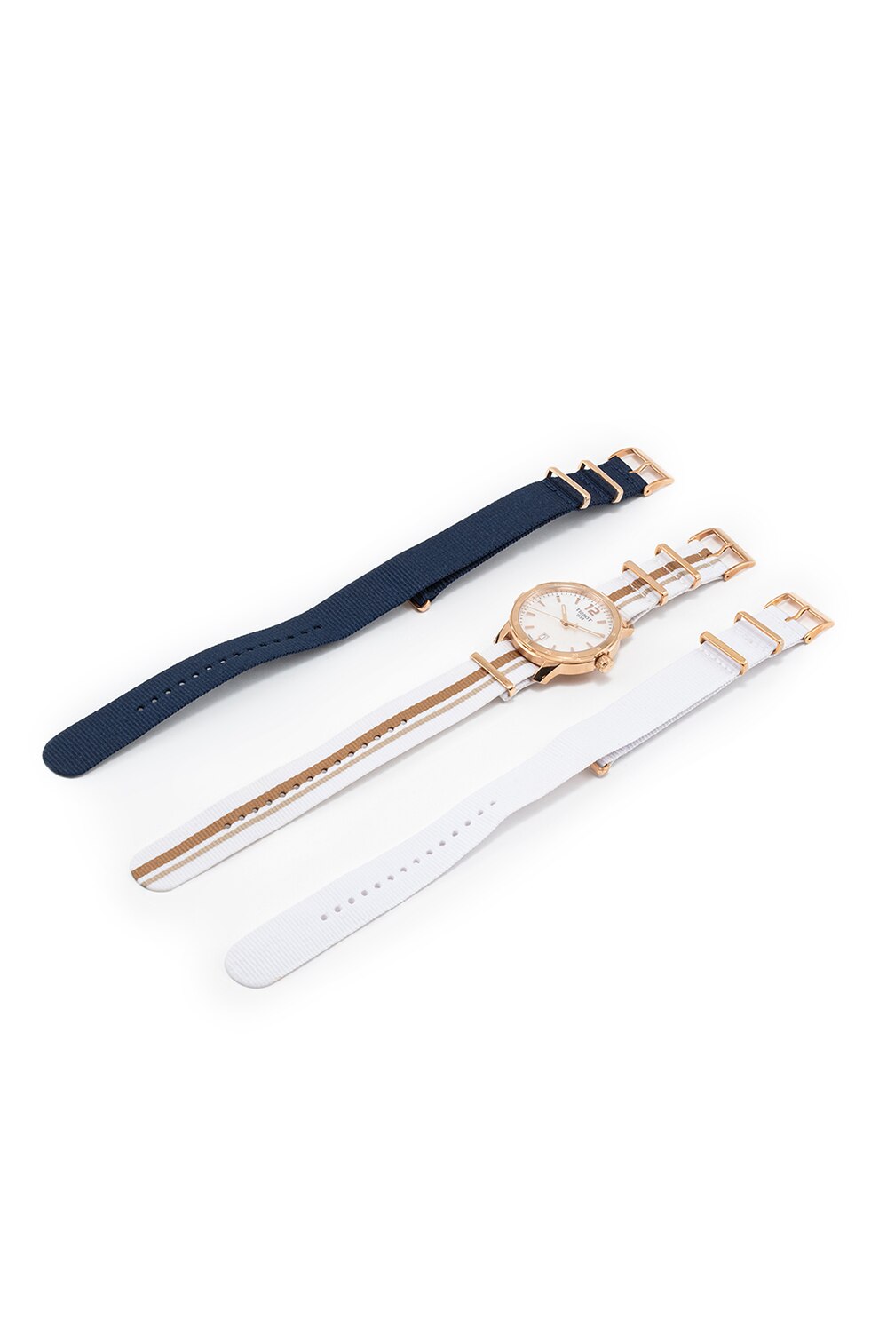 Tissot, Ceas quartz de otel inoxidabil cu o curea de nailon, Auriu/Alb