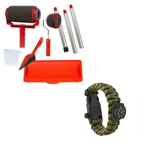 Pachet Promo Set 2x Trafaleti Paint Racer Profesional cu Umplere + Rezervor Recipient 700 ml + Brat Extensibil 71 cm + Ustensila Colturi + Kit Supravietuire, Bratara Busola