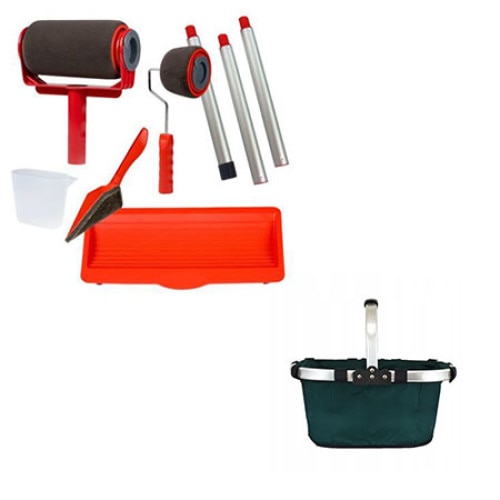 Pachet Promo Set 2x Trafaleti Paint Racer Profesional Cu Umplere + Rezervor Recipient 700 ml + Brat Extensibil 71 cm + ustensila Colturi + Cos Picnic Verde