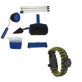 Pachet Trafaleti Paint Roller Cu Umplere Si Rezervor Recipient, Cu Brat extensibil, 2 Accesorii Pentru Colturi + Kit Supravietuire, Bratara Busola Pachet Trafaleti Paint Roller Cu Umplere Si Rezervor Recipient, Cu Brat extensibil, 2 Accesorii Pentru Colturi + Kit Supravietuire, Bratara Busola